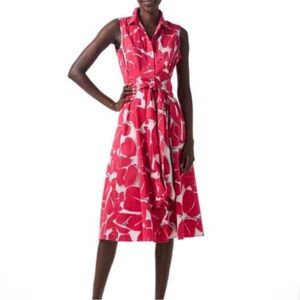 NIC+ZOE Pink and White Sleeveless Collared Midi Dress